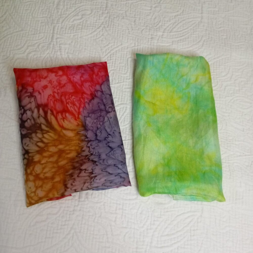 Handmade Tie-Dye Silk Scarves Multicolor Lightweight & Soft Elegant Styling - Picture 6 of 6